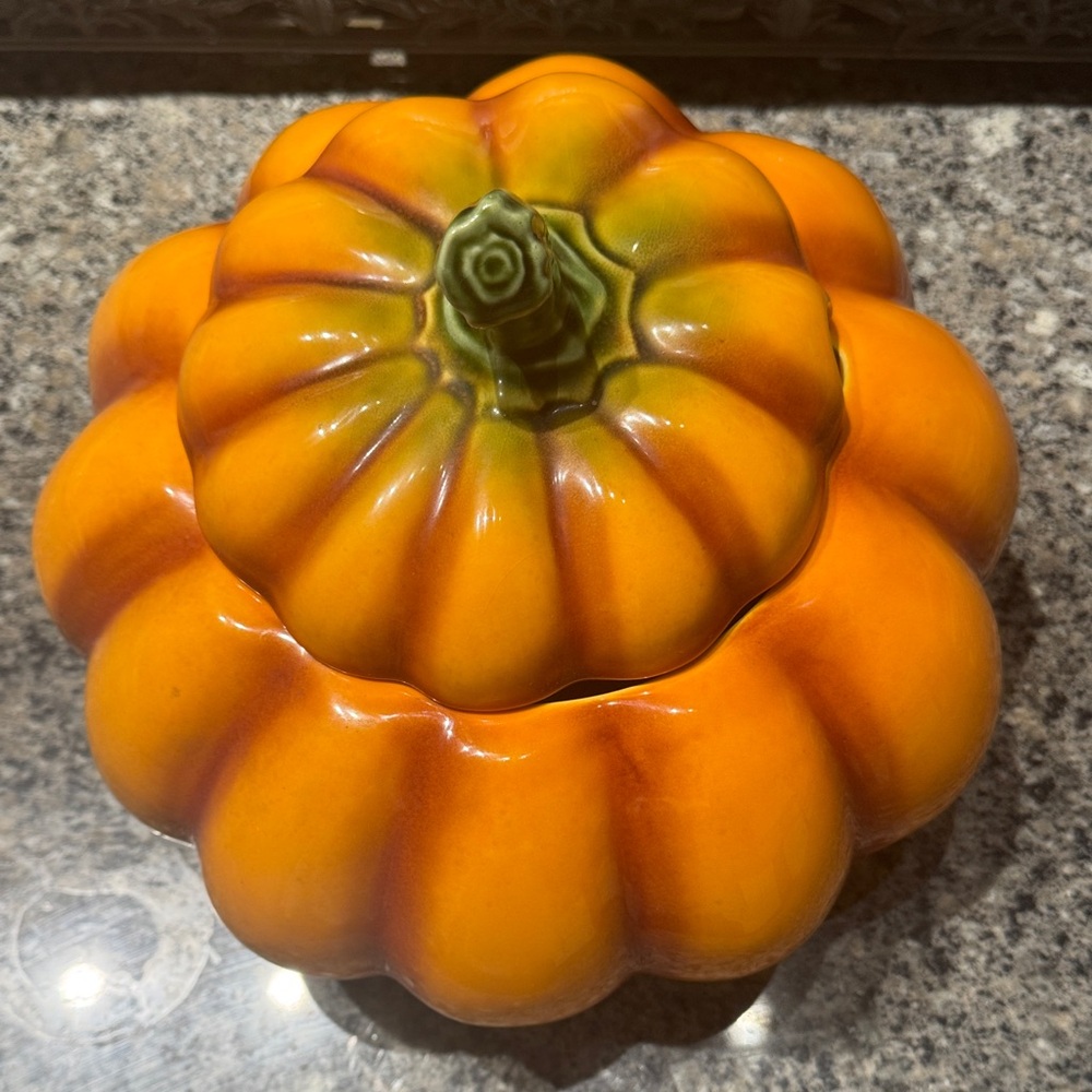 Orange Pumpkin Ceramic Decor